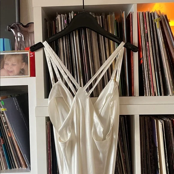 Vintage The Jessica Lynn Collection White Satin Negligée Maxi Long Slip Dress - Picture 6 of 6